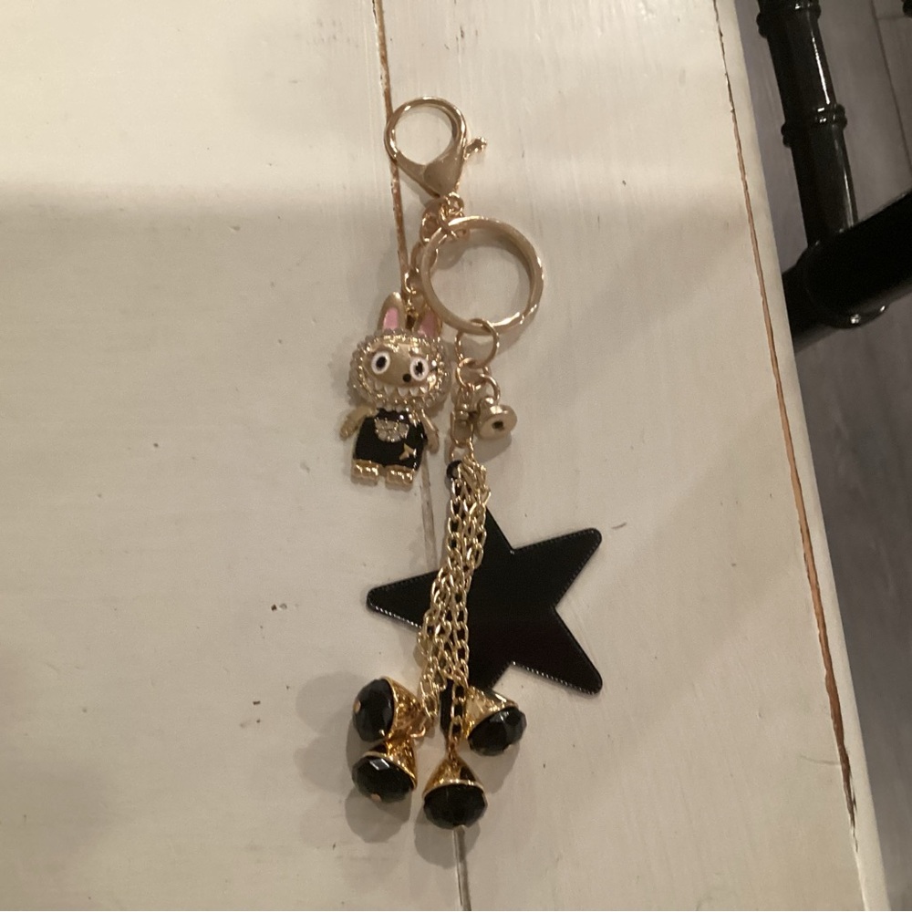 Black Labubu-esk Keychain Set